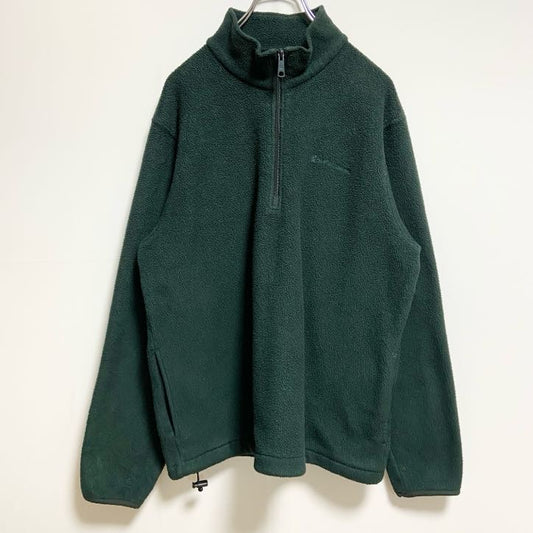 古着 used　LANDSEND　ランズエンド　長袖フリースジャケット　ハーフジップ　ワンポイント刺繡　USA製　緑　Lサイズ