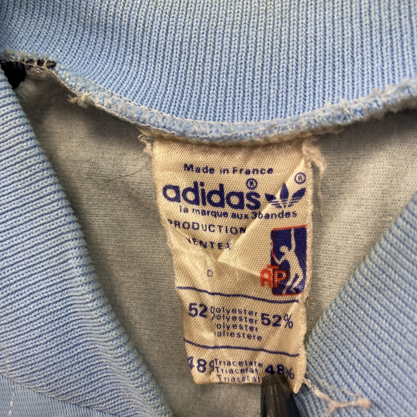 70s～　adidas　アディダス　ATP　ノーカラートラックジャケット/ジャージ　トレフォイルロゴ　ヴィンテージ　青　ブルー