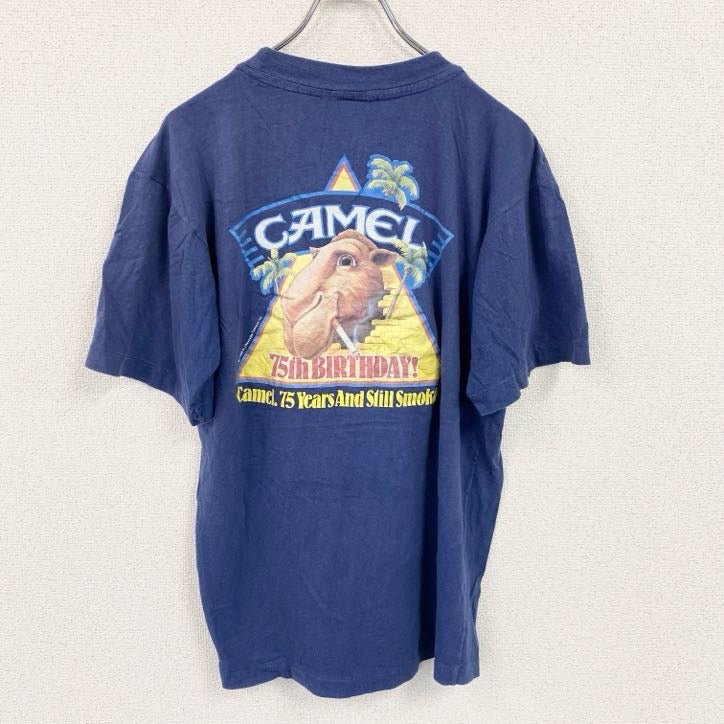 DREW PEARSON　半袖プリントTシャツ　ヴィンテージ　シングルステッチ　紺　ネイビー　Lサイズ　古着