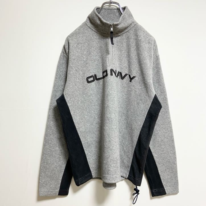 OLDNAVY　オールドネイビー　長袖ロゴワッペンスウェット　ハーフジップトレーナー　グレー　灰色　秋冬服　Sサイズ　古着