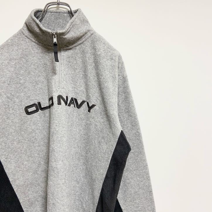 OLDNAVY　オールドネイビー　長袖ロゴワッペンスウェット　ハーフジップトレーナー　グレー　灰色　秋冬服　Sサイズ　古着