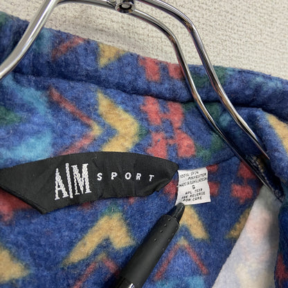 AM SPORT　ハーフジップフリースジャケット/ボアジャケット　総柄　青　ブルー　Sサイズ