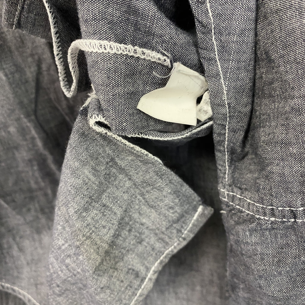 90s　BENETTON　ベネトン　長袖シャンブレーシャツ　ジップポケット　2つポケット　ヴィンテージ　灰色　グレー　Sサイズ　古着