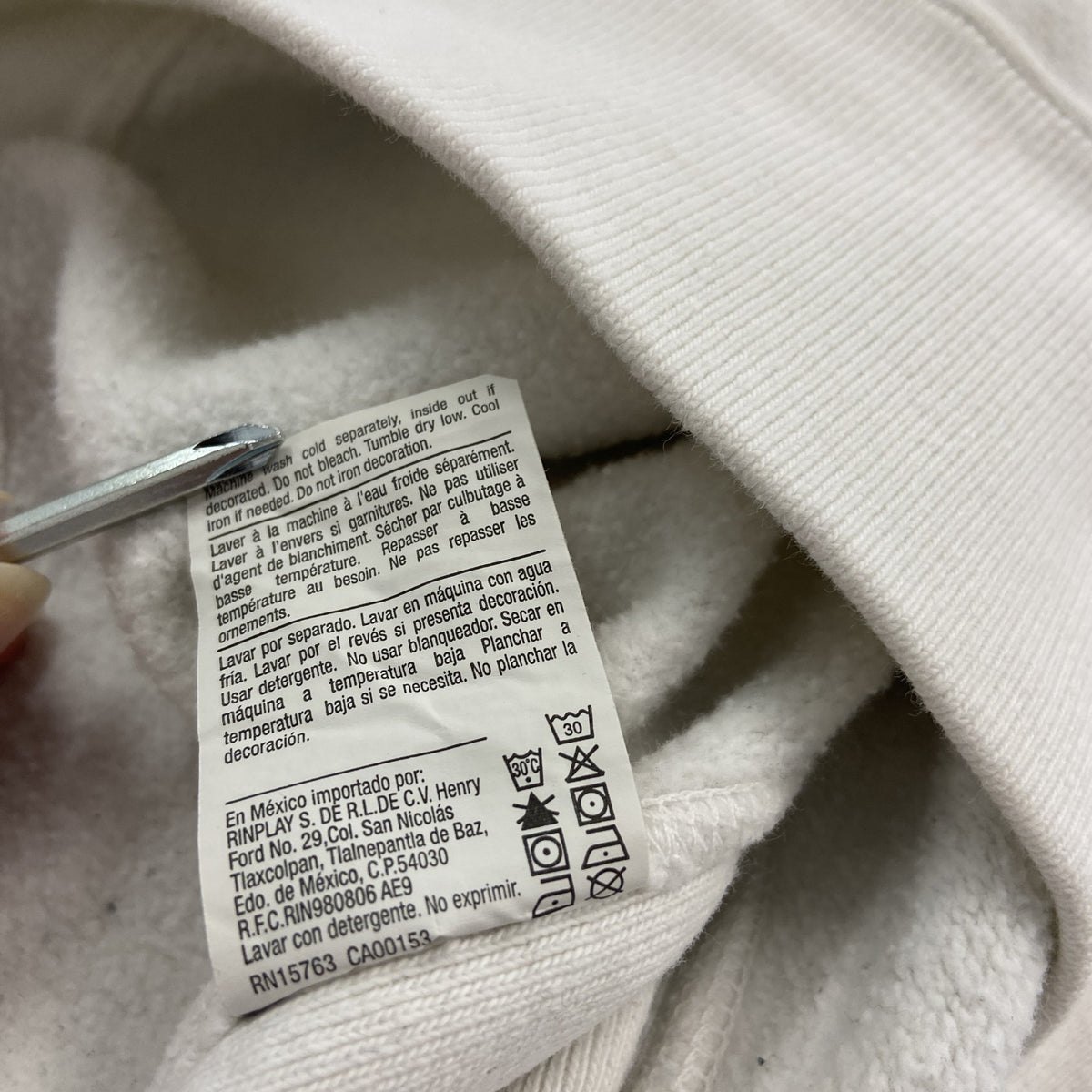 Champion　チャンピオン　リバースウィーブ　スウェットパーカー/フーディー　完全目無し　白　ホワイト　XLサイズ　古着