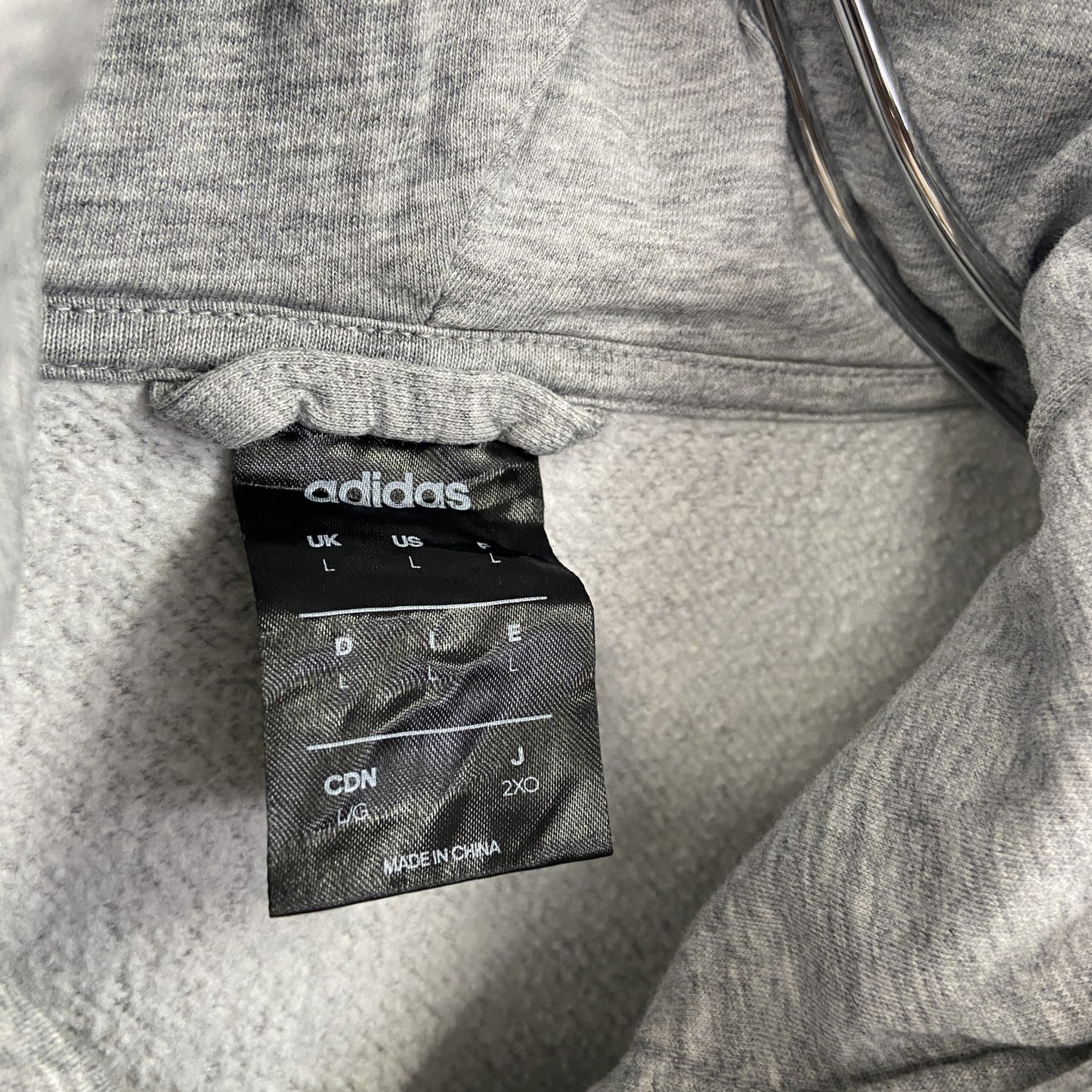 adidas　アディダス　フルジップスウェットパーカー/フーディー　灰色　グレー　Lサイズ