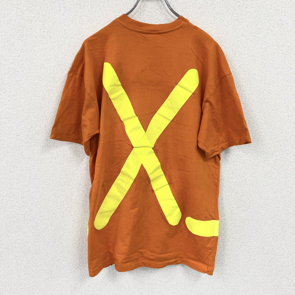 NORTH　ノース　半袖プリントTシャツ　シングルステッチ　ヴィンテージ　オレンジ　XLサイズ カットソー メンズ コットン 古着