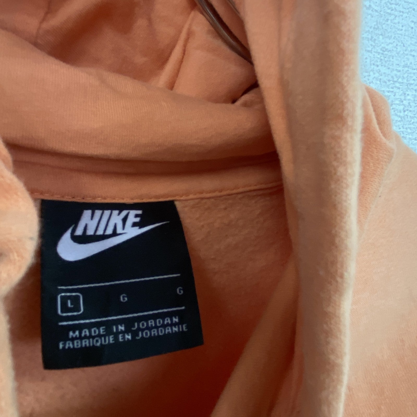 NIKE　ナイキ　スウェットパーカー/フーディー　スウッシュ　リバースウィーブタイプ　オレンジ　Lサイズ　古着