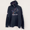 NIKE　ナイキ　NFL　Detroit Lions　ウェットパーカー/フーディー　スウッシュ　黒　ブラック　XLサイズ　古着