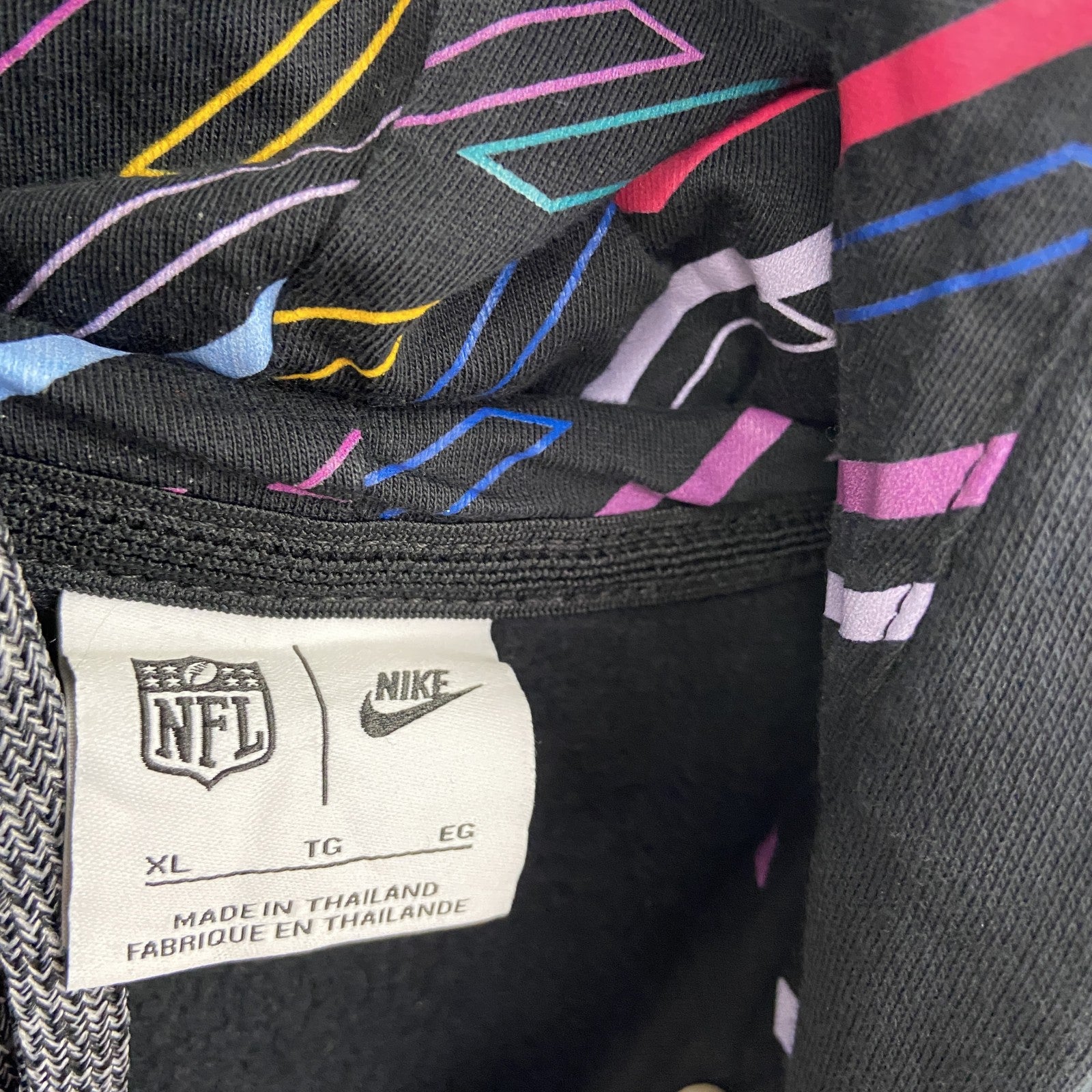 NIKE　ナイキ　NFL　Detroit Lions　ウェットパーカー/フーディー　スウッシュ　黒　ブラック　XLサイズ　古着