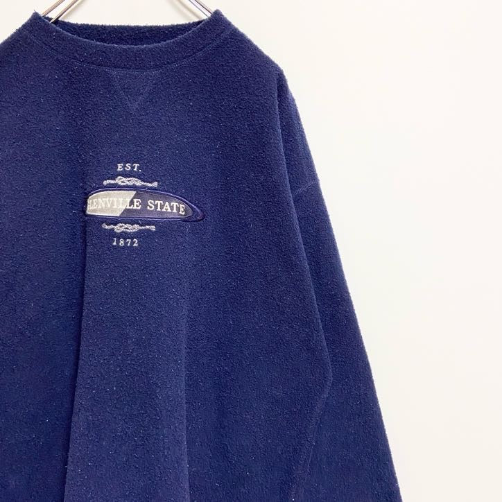 ～90s　GEAR FOR SPORTS　フリースプルオーバー　グレンビル州立大学　ネイビー　紺　2XLサイズ　　ヴィンテージ　古着
