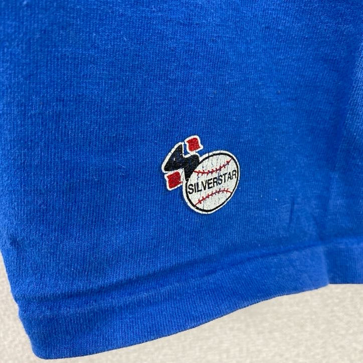 GIRDAN　ギルダン　半袖プリントTシャツ　シングルステッチ　ヴィンテージ　青　ブルー　Lサイズ　古着