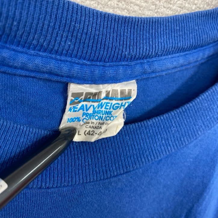 GIRDAN　ギルダン　半袖プリントTシャツ　シングルステッチ　ヴィンテージ　青　ブルー　Lサイズ　古着