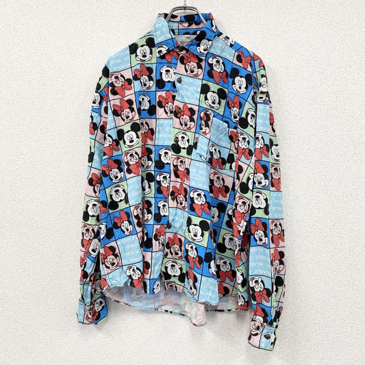 CARDCHE　Disney　ミッキー　ミニー　長袖デザインシャツ　ボタンダウンシャツ　総柄　Lサイズ
