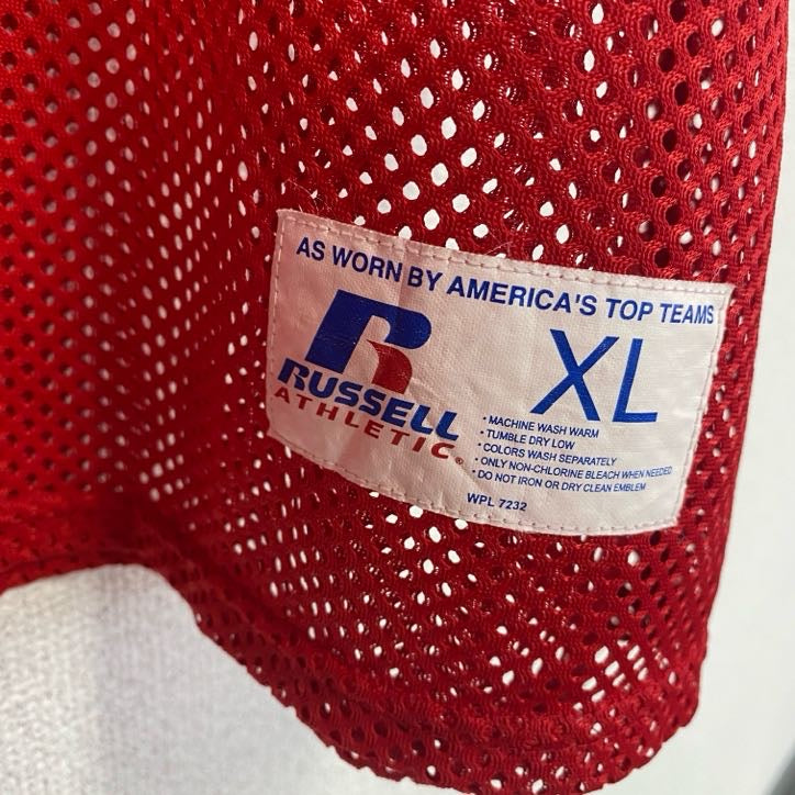 古着　used　RUSSELL ATHLETIC　ラッセルアスレティック　半袖Tシャツ　レトロデザイン　レッド　赤　XLサイズ