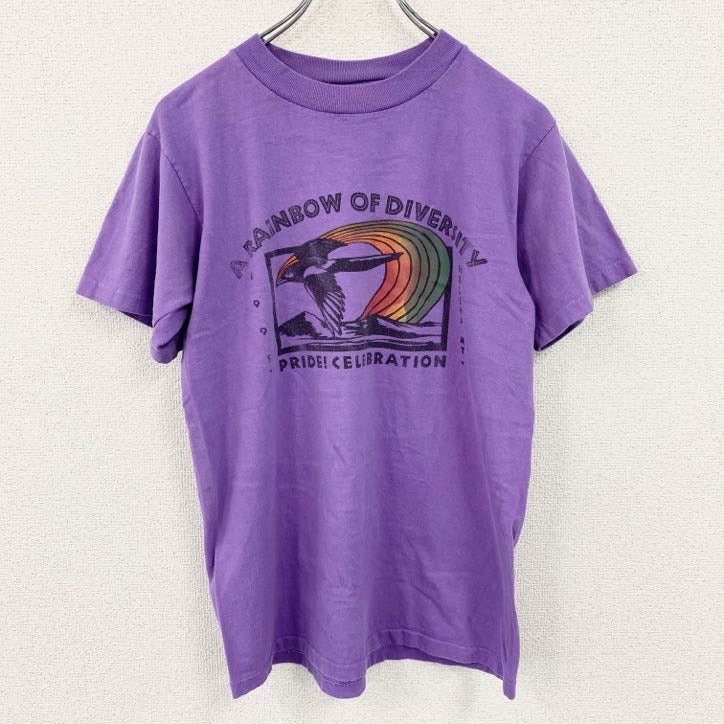 ONEITA　オニータ　半袖プリントTシャツ　シングルステッチ　ヴィンテージ　紫　パープル　Mサイズ　古着