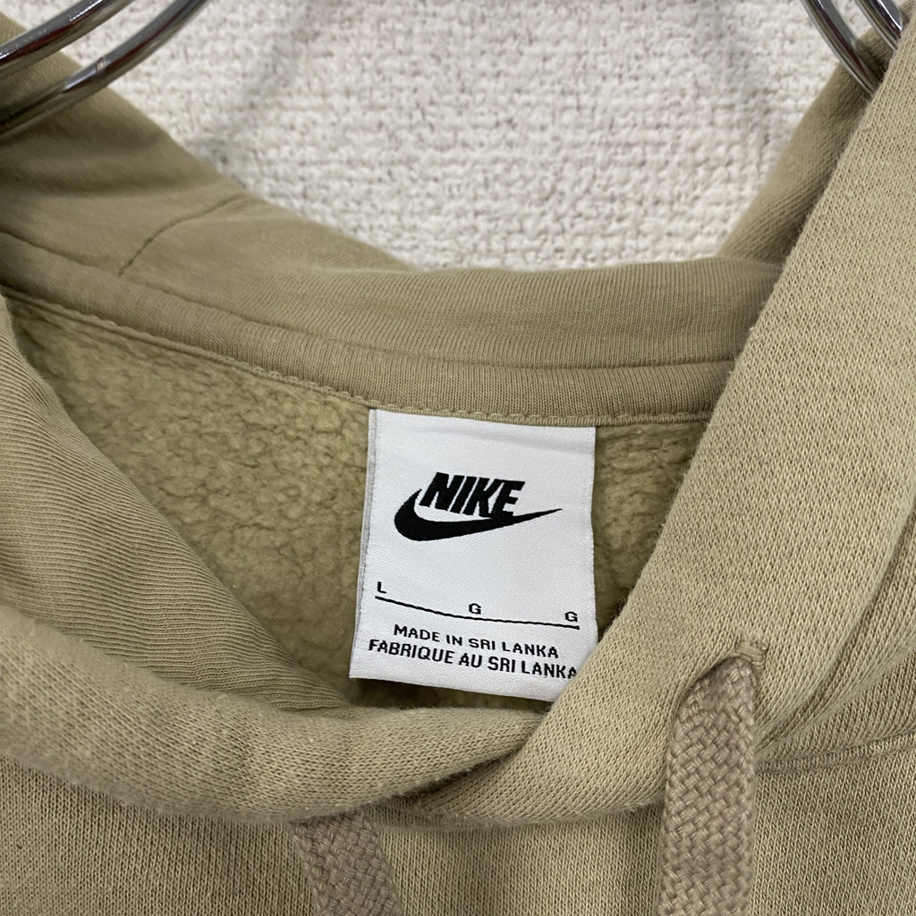 NIKE　ナイキ　スウェットパーカー/フーディー　スウッシュ　刺繍ロゴ　ベージュ　Lサイズ　古着