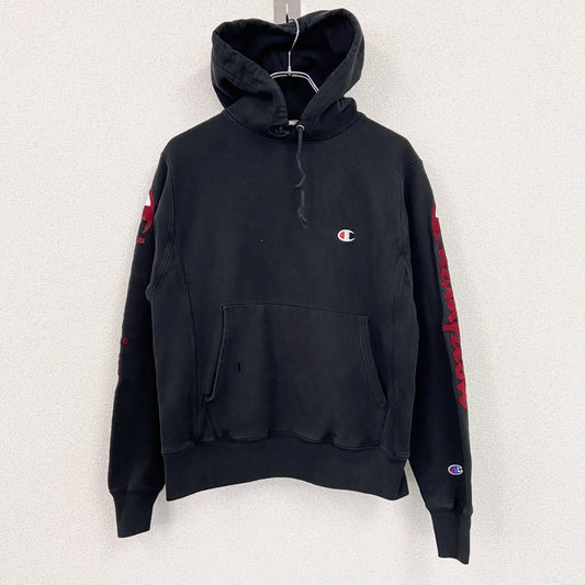 Champion　チャンピオン　リバースウィーブ　スウェットパーカー/フーディー　デカロゴ　黒　ブラック　Lサイズ