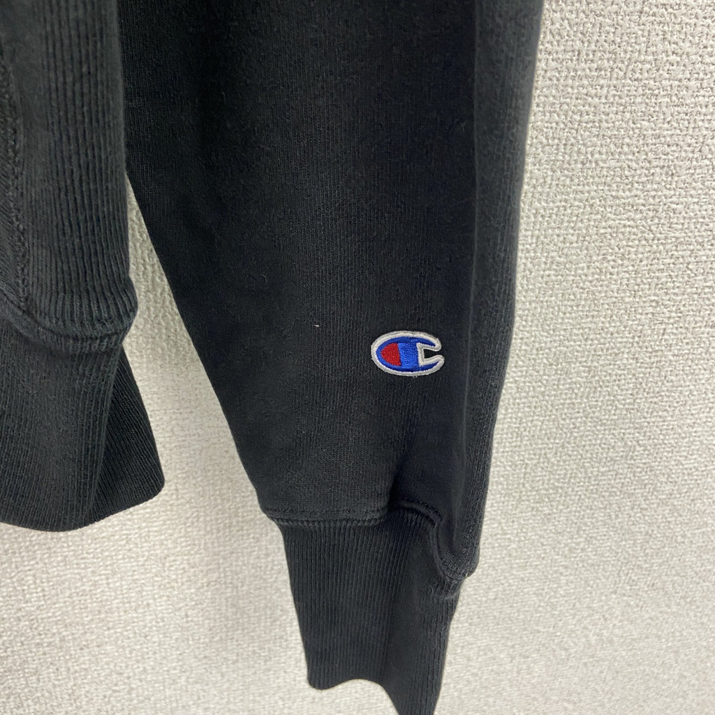 Champion　チャンピオン　リバースウィーブ　スウェットパーカー/フーディー　デカロゴ　刺繍ロゴ　現行　黒　ブラック　Sサイズ　古着