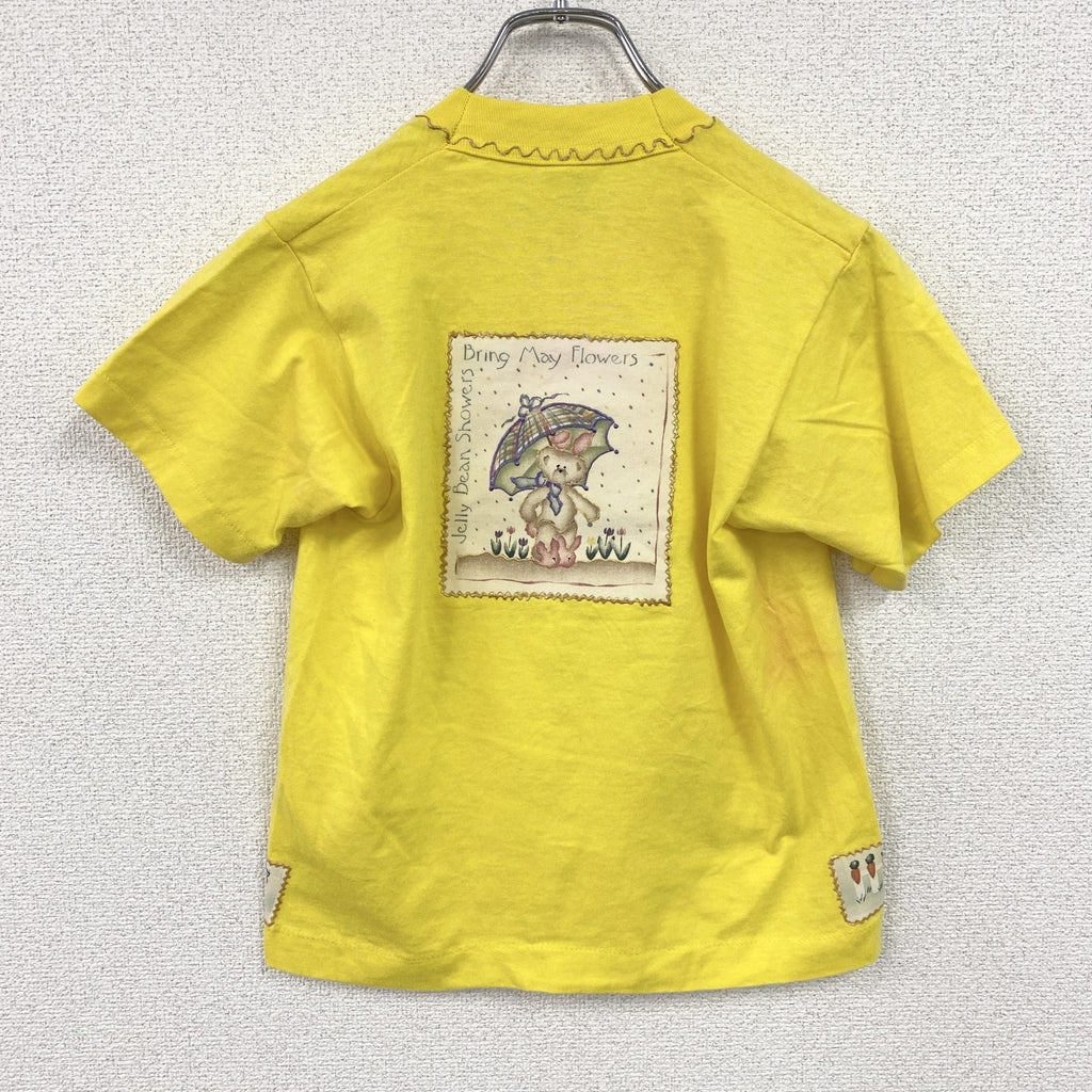 FRUIT OF THE LOOM　フルーツオブザルーム　半袖プリントTシャツ　ヴィンテージ　シングルステッチ　黄色　イエロー　10-12サイズ　古着