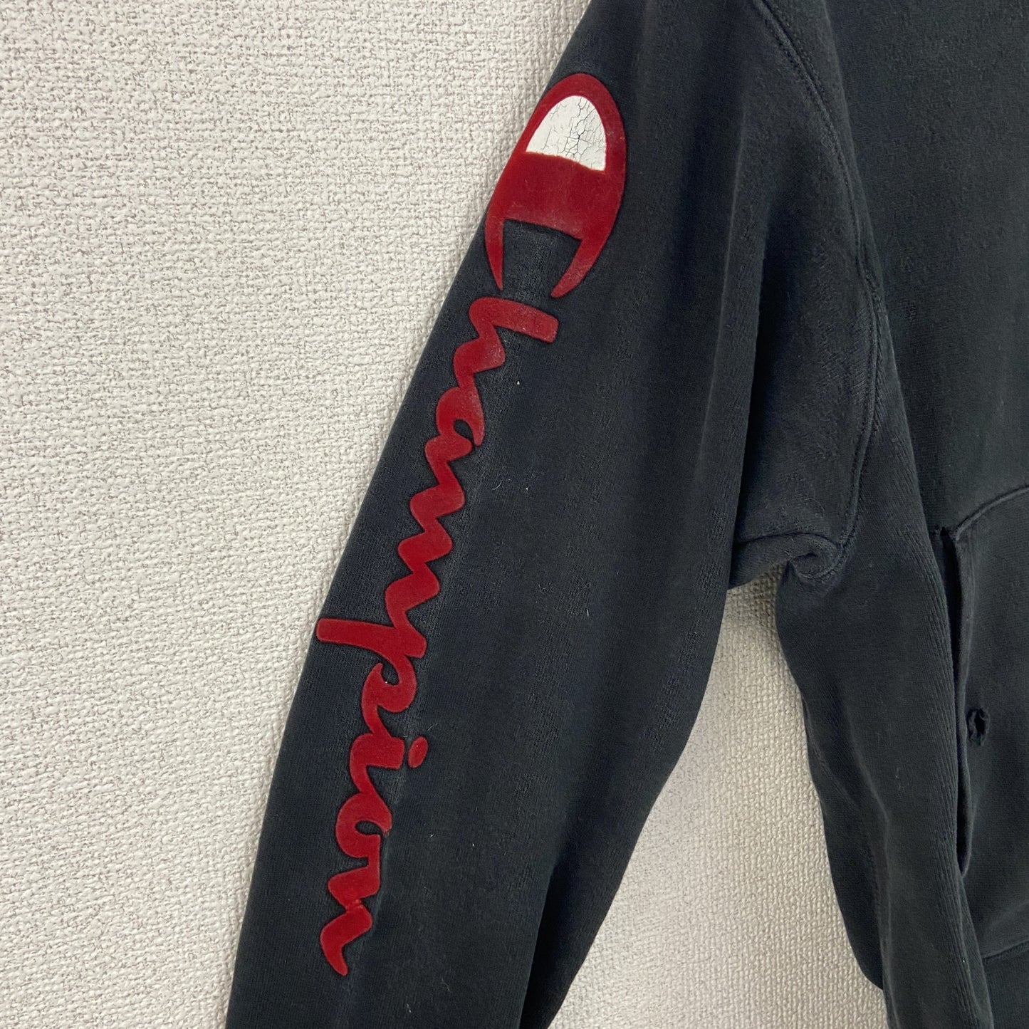 Champion　チャンピオン　リバースウィーブ　スウェットパーカー/フーディー　デカロゴ　黒　ブラック　Lサイズ