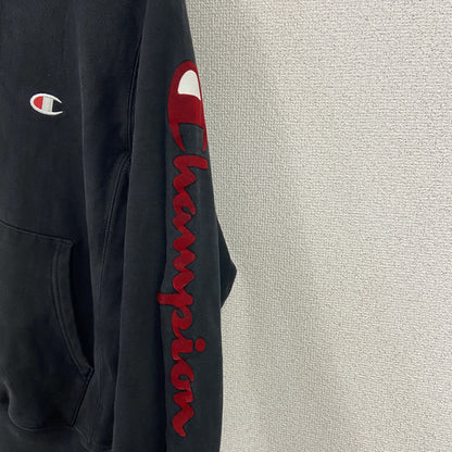 Champion　チャンピオン　リバースウィーブ　スウェットパーカー/フーディー　デカロゴ　黒　ブラック　Lサイズ