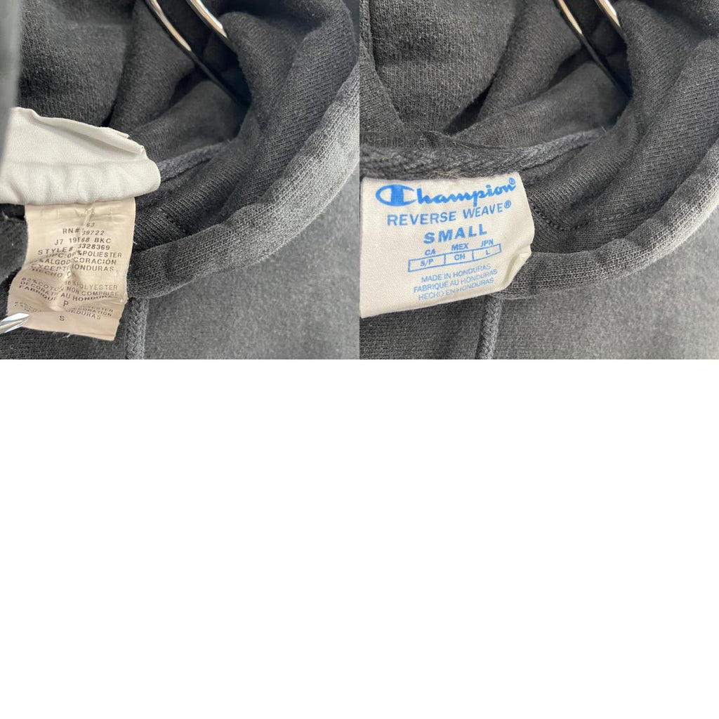 Champion　チャンピオン　リバースウィーブ　スウェットパーカー/フーディー　デカロゴ　刺繍ロゴ　現行　黒　ブラック　Sサイズ　古着