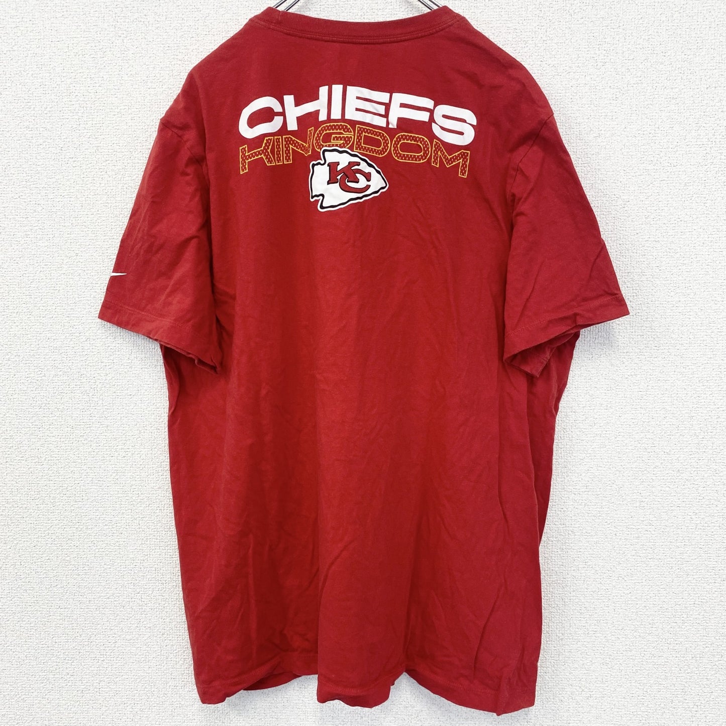 古着　used　NIKE　ナイキ　半袖プリントTシャツ　NFL　カンザスシティ　チーフス　キングダム　赤　レッド　XLサイズ