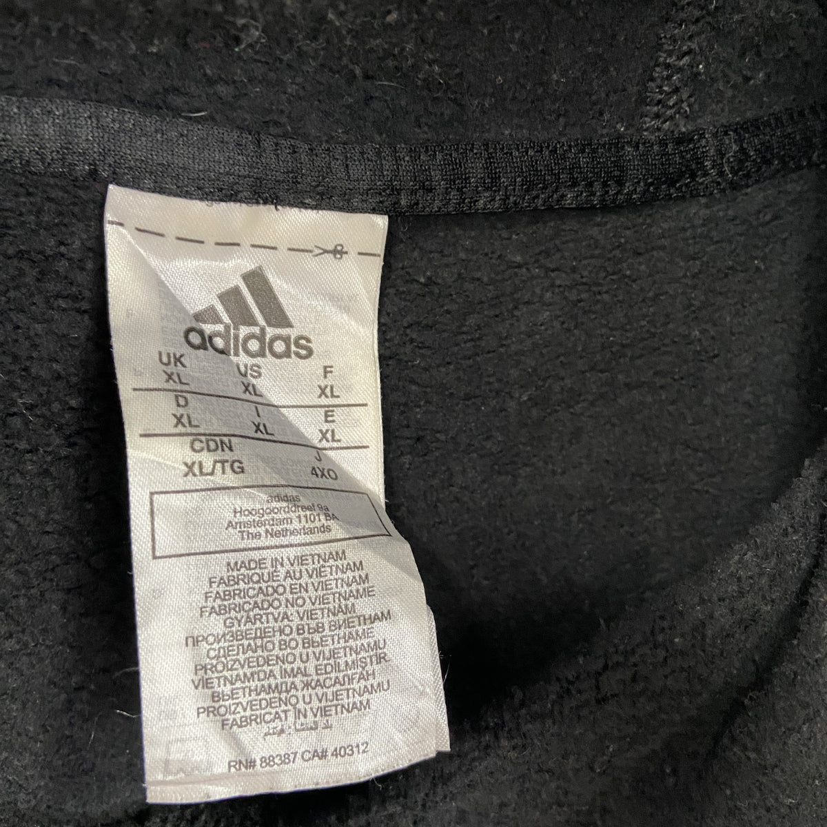 adidas　アディダス　スウェットパーカー/フーディー　パフォーマンスロゴ　黒　ブラック　XLサイズ　古着