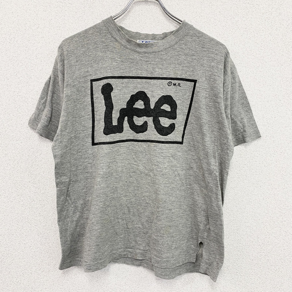 Lee　リー　半袖プリントTシャツ　デカロゴ　クルーネック　灰色　グレー　Ｍサイズ カットソー メンズ コットン 古着