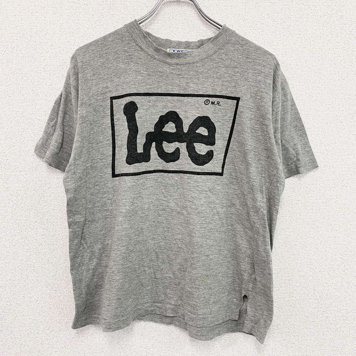 Lee　リー　半袖プリントTシャツ　デカロゴ　クルーネック　灰色　グレー　Ｍサイズ カットソー メンズ コットン 古着