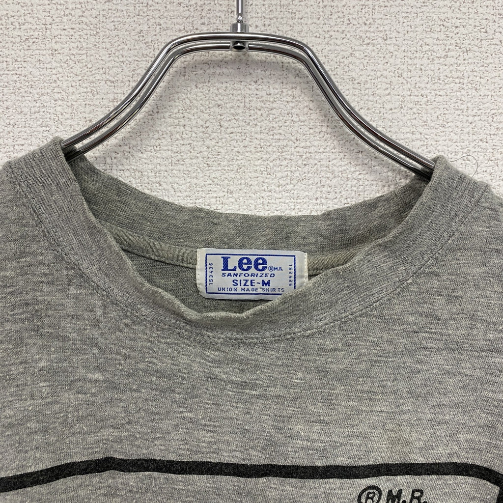 Lee　リー　半袖プリントTシャツ　デカロゴ　クルーネック　灰色　グレー　Ｍサイズ カットソー メンズ コットン 古着