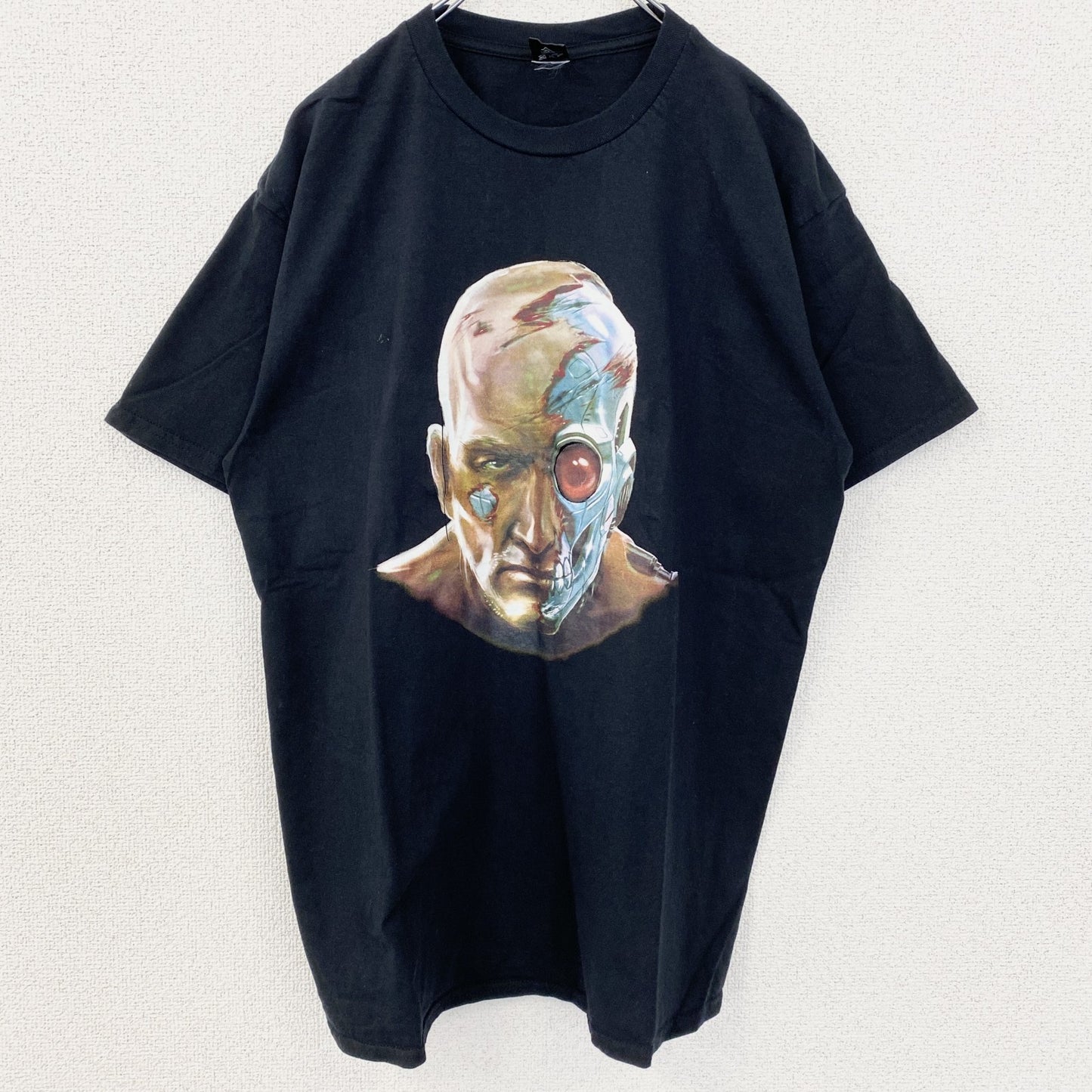 古着 used　半袖ムービープリントTシャツ　サイボーグ　クルーネック　レトロデザイン　黒　ブラック　XLサイズ