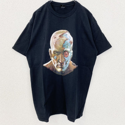 古着 used　半袖ムービープリントTシャツ　サイボーグ　クルーネック　レトロデザイン　黒　ブラック　XLサイズ