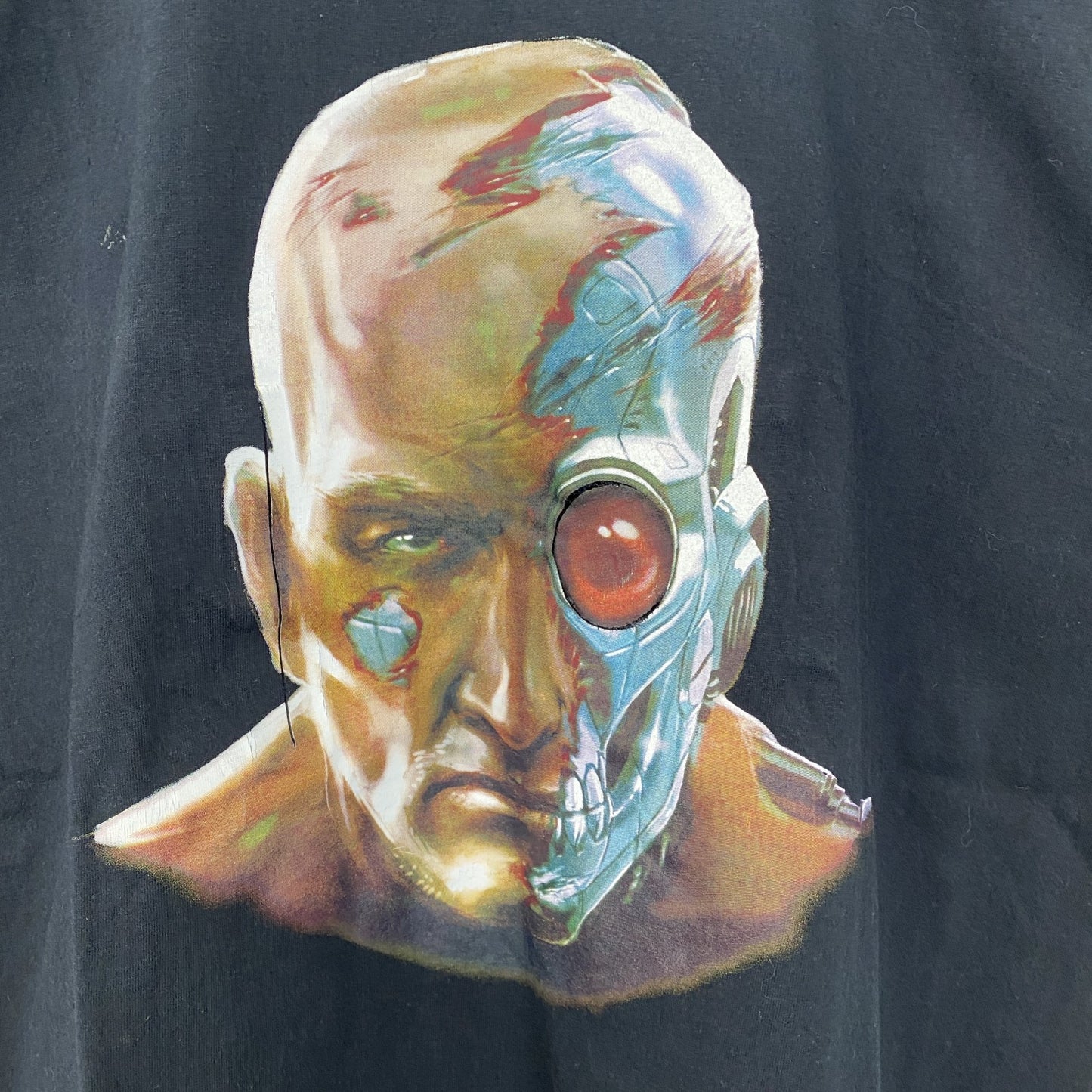 古着 used　半袖ムービープリントTシャツ　サイボーグ　クルーネック　レトロデザイン　黒　ブラック　XLサイズ