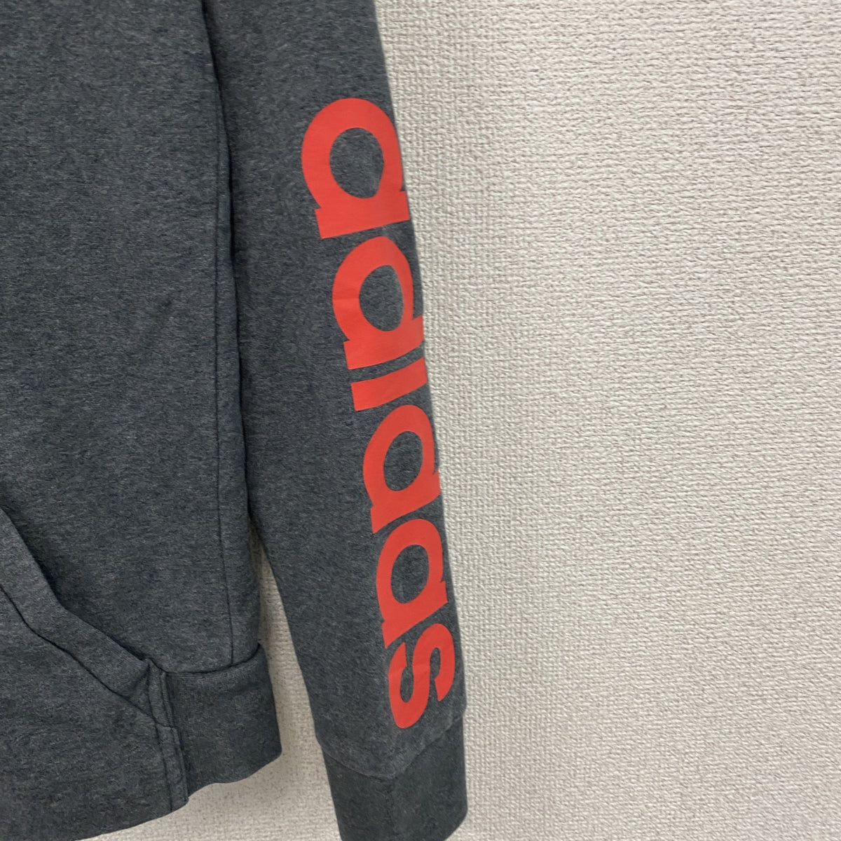 adidas　アディダス　フルジップスウェットパーカー/フーディー　パフォーマンスロゴ　デカロゴ　グレー　灰色　Mサイズ　古着