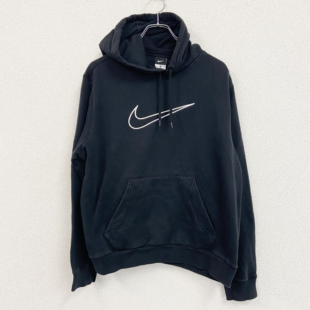 NIKE　ナイキ　スウェットパーカー/フーディー　スウッシュ　デカロゴ　黒　ブラック　XLサイズ　古着