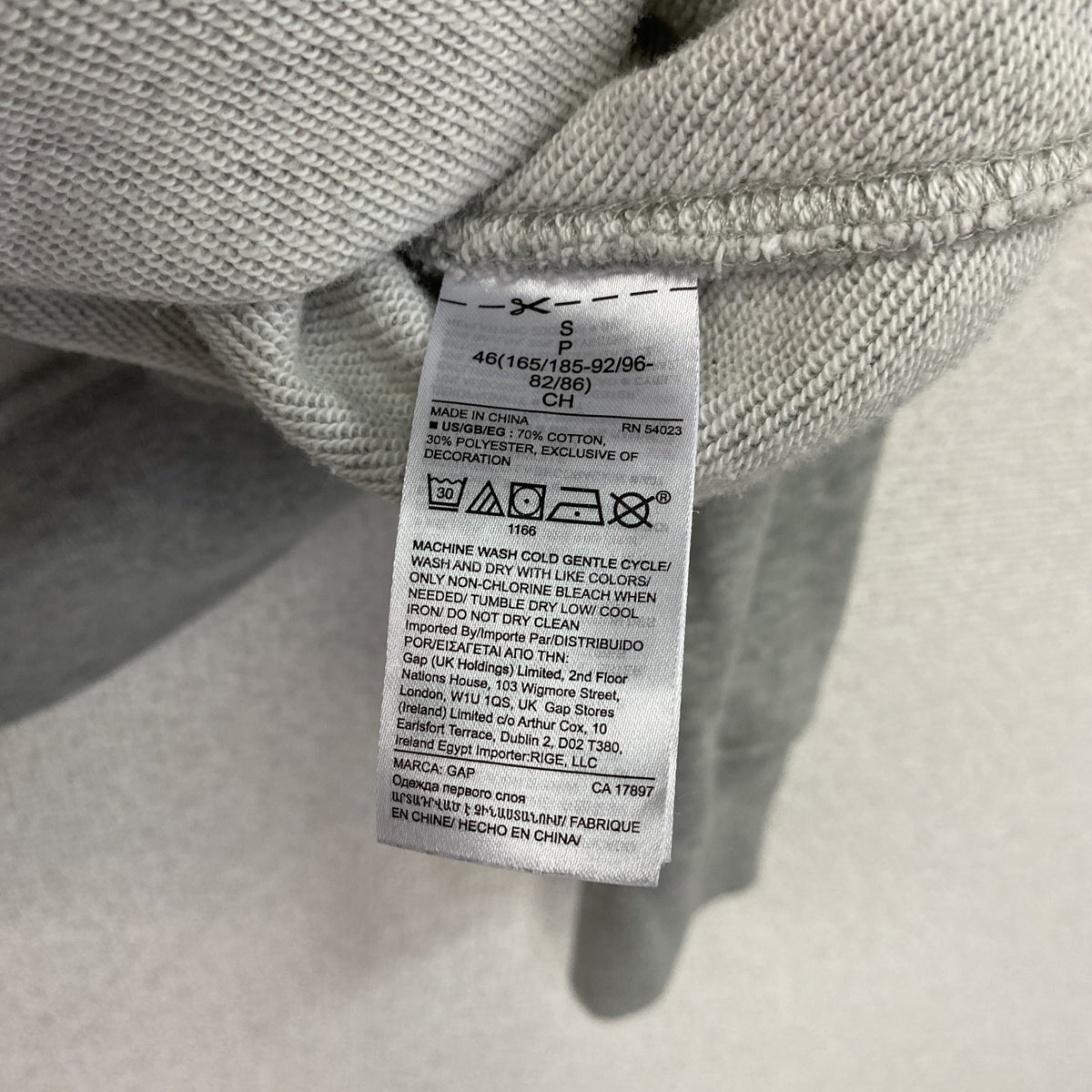 GAP　ギャップ　スウェットパーカー/フーディー　無地　灰色　グレー　Sサイズ　古着