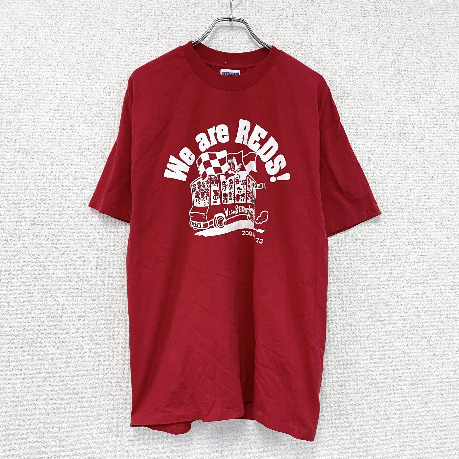 00s　JERZEES　ジャージーズ　浦和レッズ　半袖プリントＴシャツ　Jリーグ　アーチプリント　ヴィンテージ　赤　レッド　Lサイズ　古着