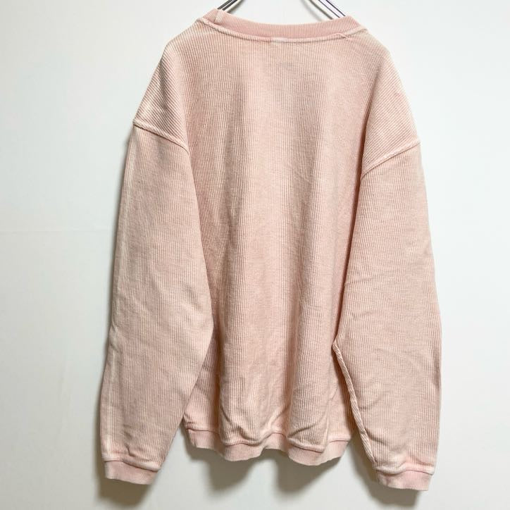 THESHOPFORWARD　コーデュロイスウェット/トレーナー　3連プリント　英字プリント　ピンク　Sサイズ　古着