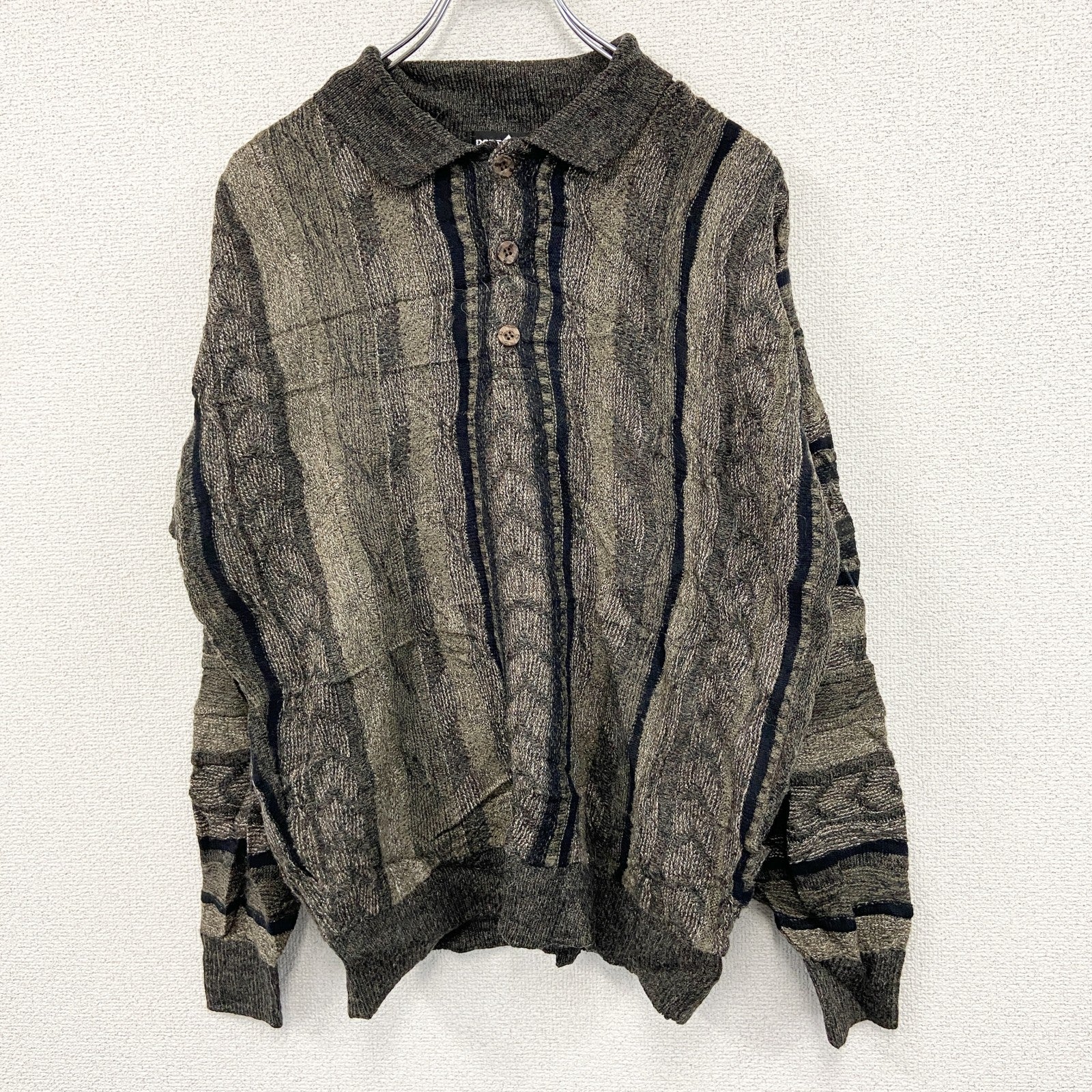 90s　PORTO CRUZ　ポロニット　ヴィンテージ　総柄　マルチカラー　Mサイズ　古着