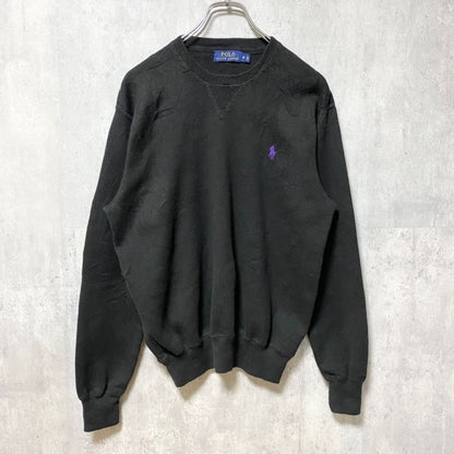 古着 used　Polo Ralph Lauren　ポロラルフローレン　長袖無地ニット　セーター　ワンポイントロゴ　黒　Mサイズ