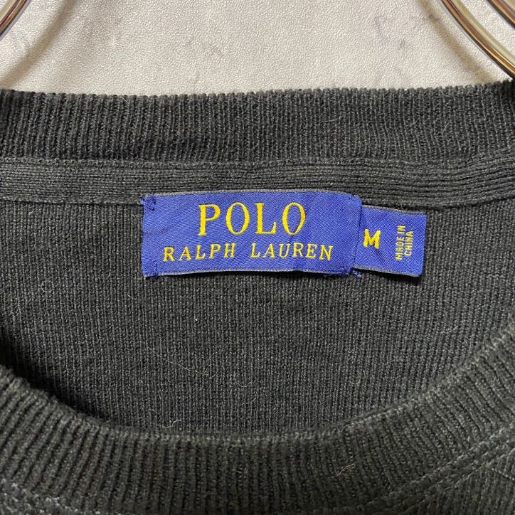 古着 used　Polo Ralph Lauren　ポロラルフローレン　長袖無地ニット　セーター　ワンポイントロゴ　黒　Mサイズ