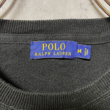 古着 used　Polo Ralph Lauren　ポロラルフローレン　長袖無地ニット　セーター　ワンポイントロゴ　黒　Mサイズ