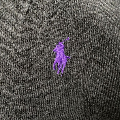 古着 used　Polo Ralph Lauren　ポロラルフローレン　長袖無地ニット　セーター　ワンポイントロゴ　黒　Mサイズ