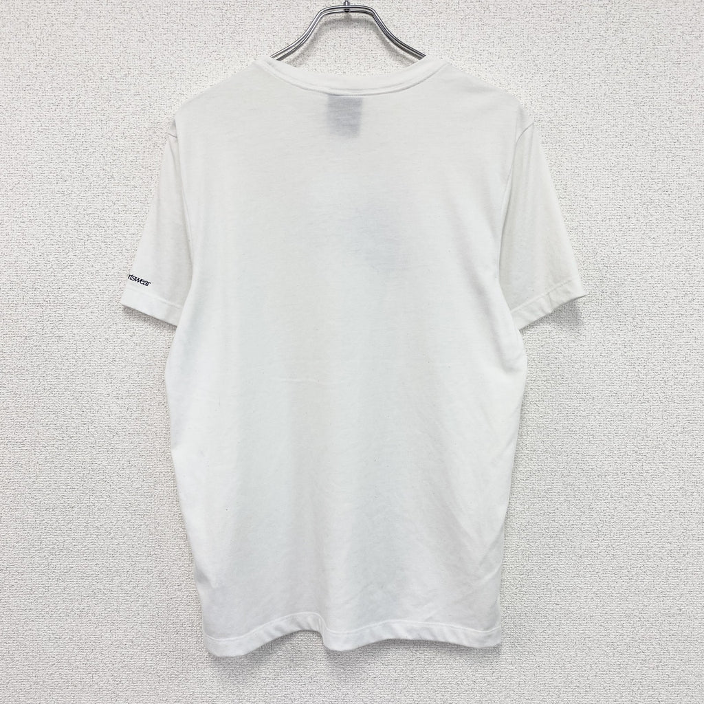 NIKE　ナイキ　半袖プリントＴシャツ　スウッシュ　デカロゴ　クルーネック　白　ホワイト　Lサイズ Tシャツ カットソー メンズ 古着
