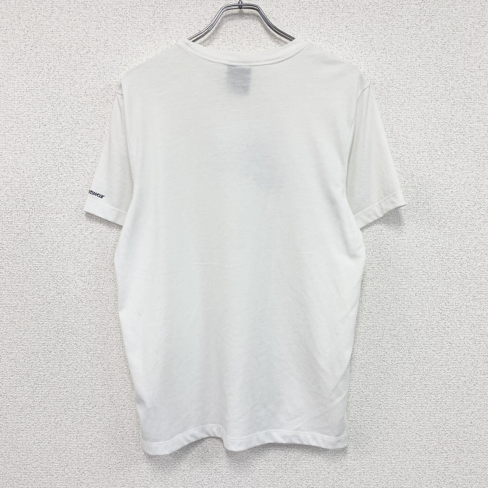 NIKE　ナイキ　半袖プリントＴシャツ　スウッシュ　デカロゴ　クルーネック　白　ホワイト　Lサイズ Tシャツ カットソー メンズ 古着