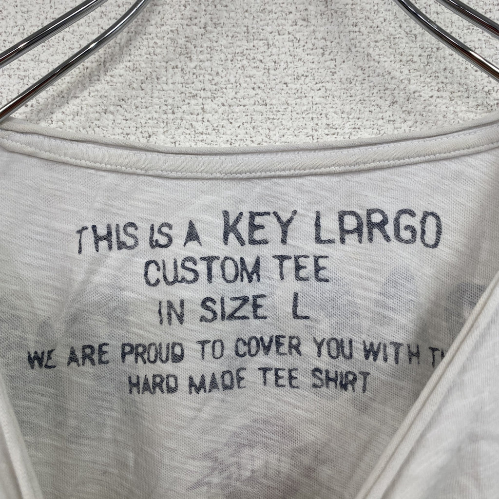KEY LARGO　キーラーゴ　半袖プリントTシャツ　白　ホワイト　Lサイズ　古着