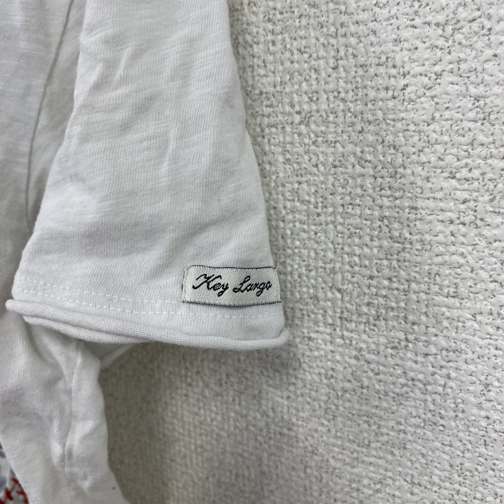 KEY LARGO　キーラーゴ　半袖プリントTシャツ　白　ホワイト　Lサイズ　古着