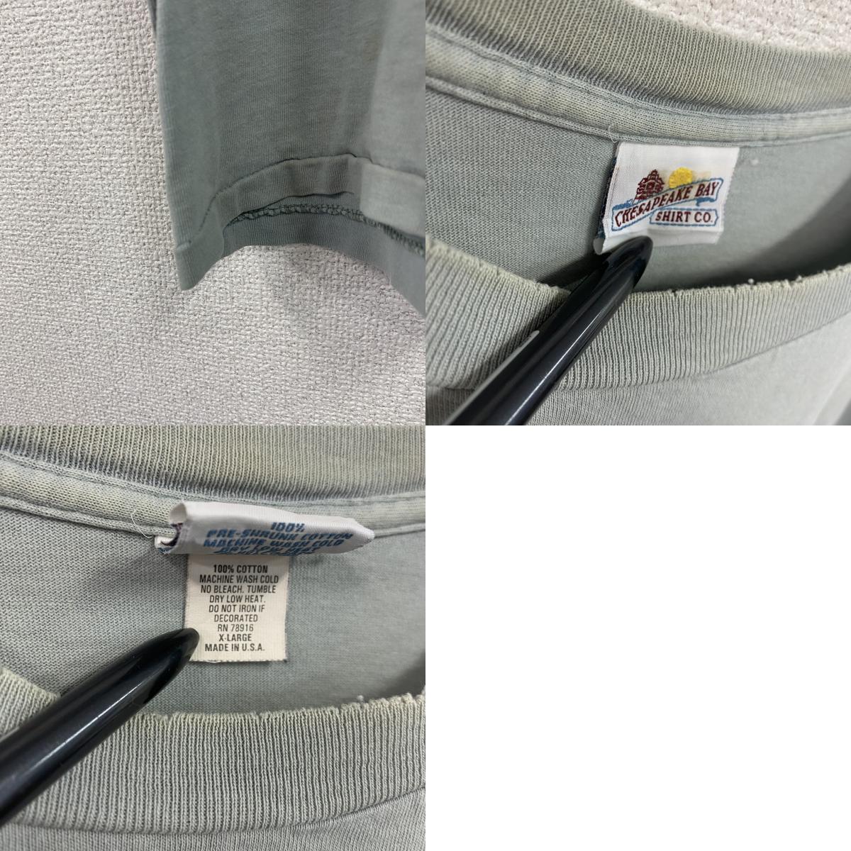 GHESAPEAKE BAY　チェサピークベイ　半袖プリントTシャツ　シングルステッチ　ヴィンテージ　灰色　グレー　XLサイズ カットソー メンズ コットン 古着
