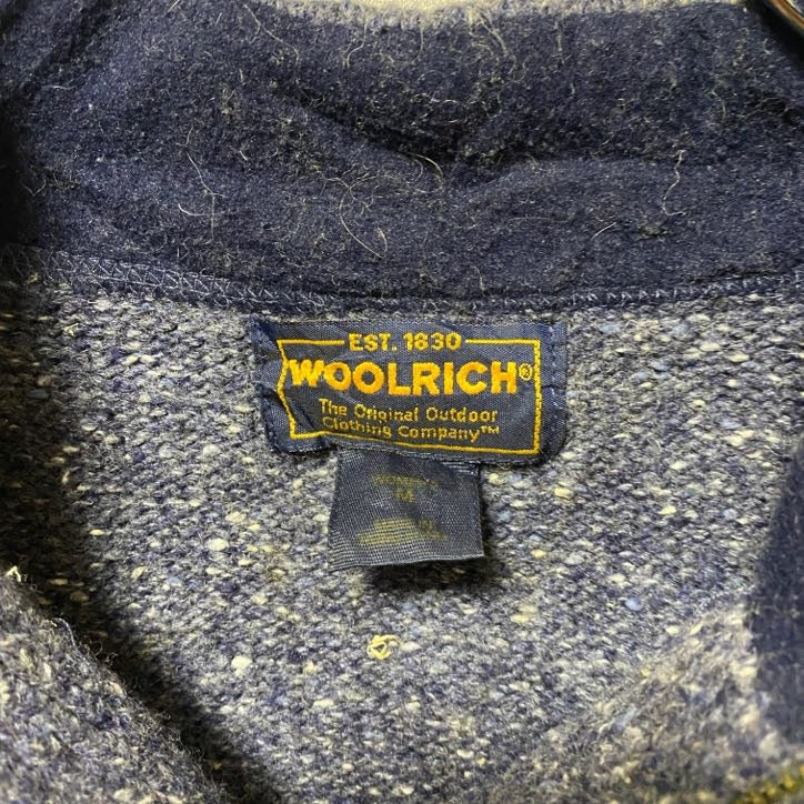 古着 used　WOOLRICH ウールリッチ　長袖ハーフジップニット　セーター　グレー　ネイビー　ノームコア　レトロ　Mサイズ